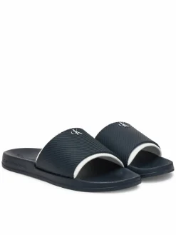 Ciabatte Slide Rubber Neoprene Text YM0YM01234 Blu scuro