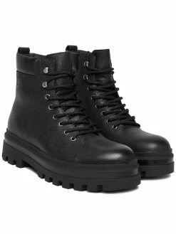Polacchine Lugged Hiking Lace Up Lth YM0YM01336 Nero