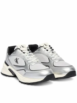 Sneakers Hike Runner Laceup Mesh Mix Met YM0YM01402 Argento