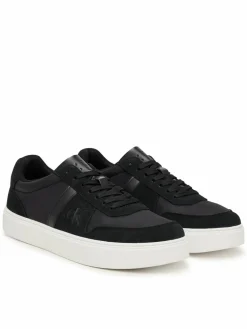 Sneakers Mixed Texture Lace Up Cupsole Trainers YM0YM01395 Nero