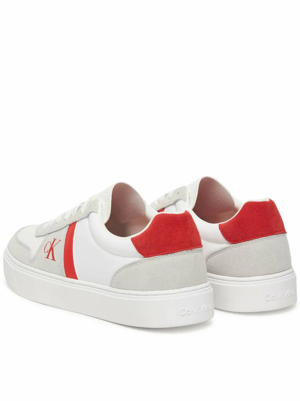 Sneakers Mixed Texture Lace Up Cupsole Trainers YM0YM01395 Bianco