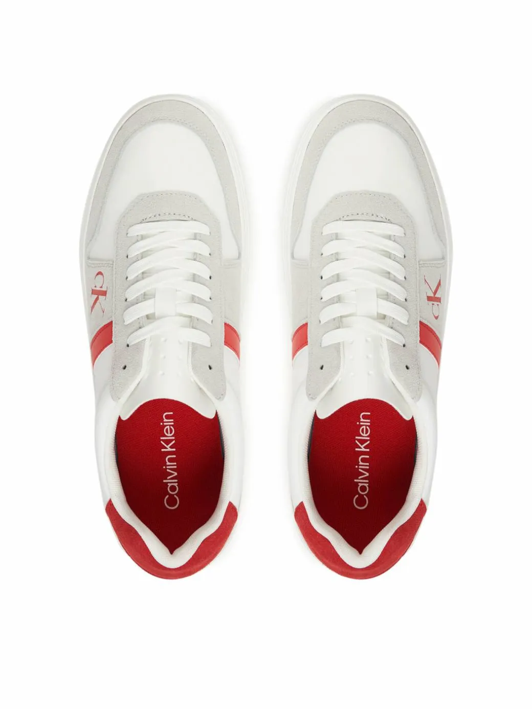 Sneakers Mixed Texture Lace Up Cupsole Trainers YM0YM01395 Bianco