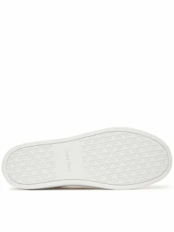 Sneakers Mixed Texture Lace Up Cupsole Trainers YM0YM01395 Bianco