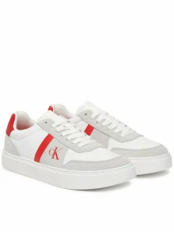 Sneakers Mixed Texture Lace Up Cupsole Trainers YM0YM01395 Bianco