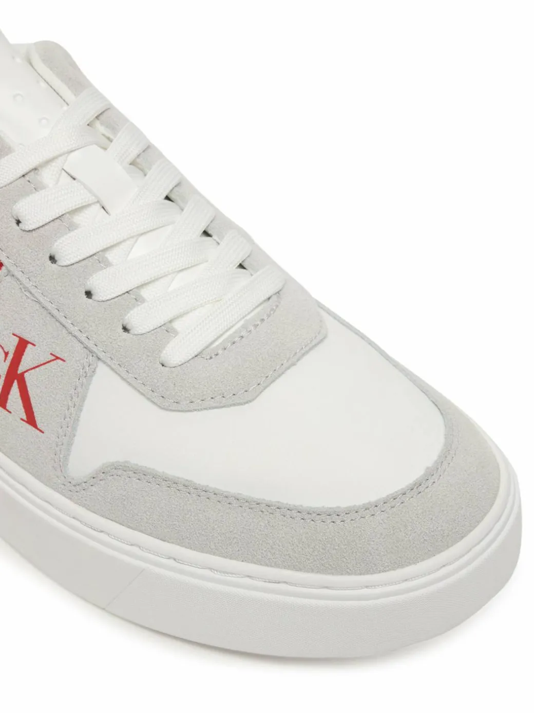 Sneakers Mixed Texture Lace Up Cupsole Trainers YM0YM01395 Bianco